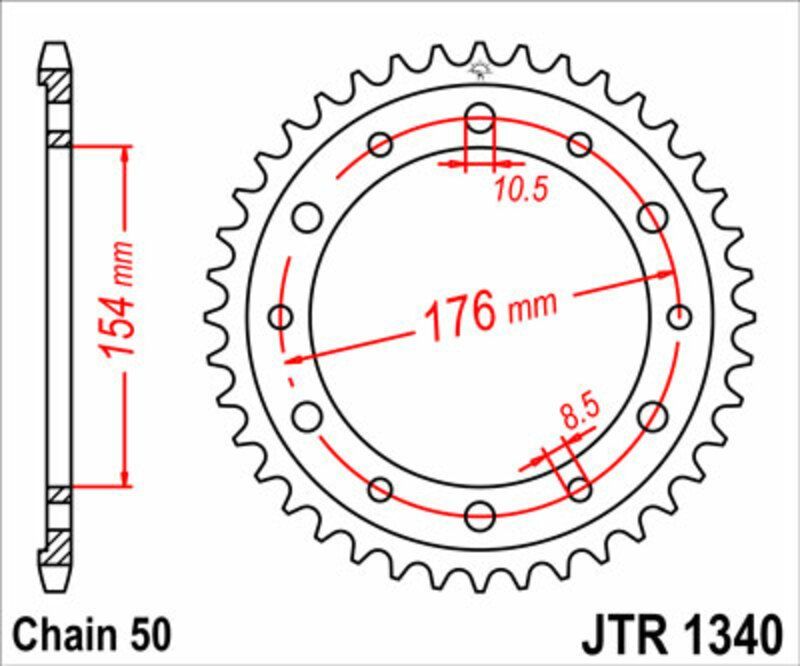 Corona JT SPROCKETS acero estándar 1340 - Paso 530