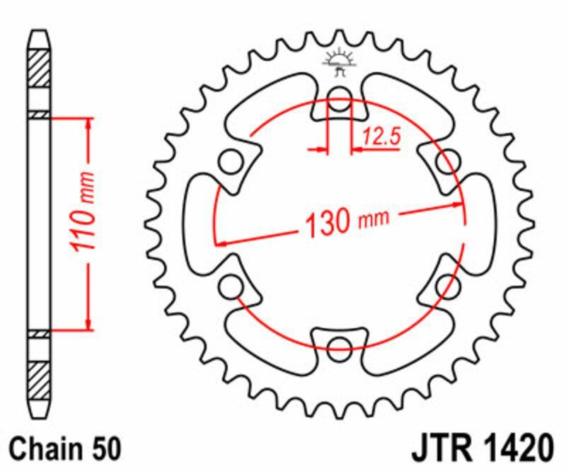 Corona JT SPROCKETS acero estándar 1420 - Paso 530