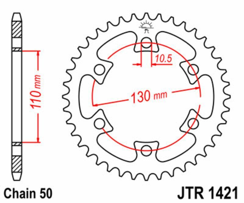 Corona JT SPROCKETS acero estándar 1421 - Paso 530