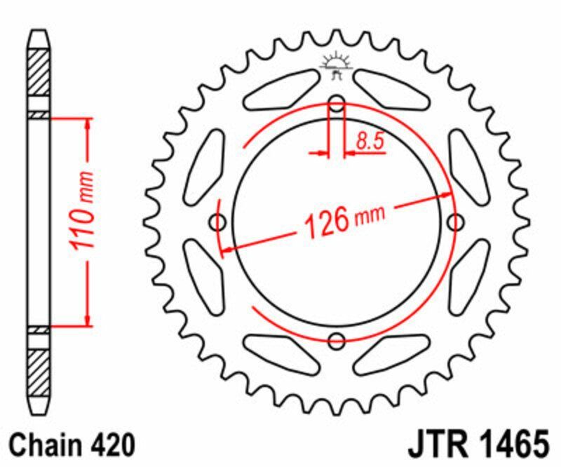 Corona JT 1465 de acero con 47 dientes