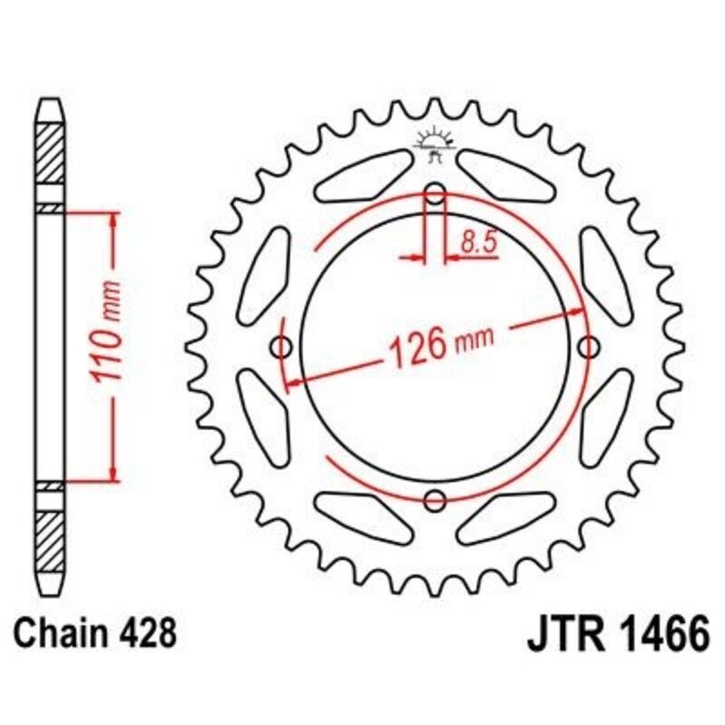 Corona JT 1466 de acero con 44 dientes