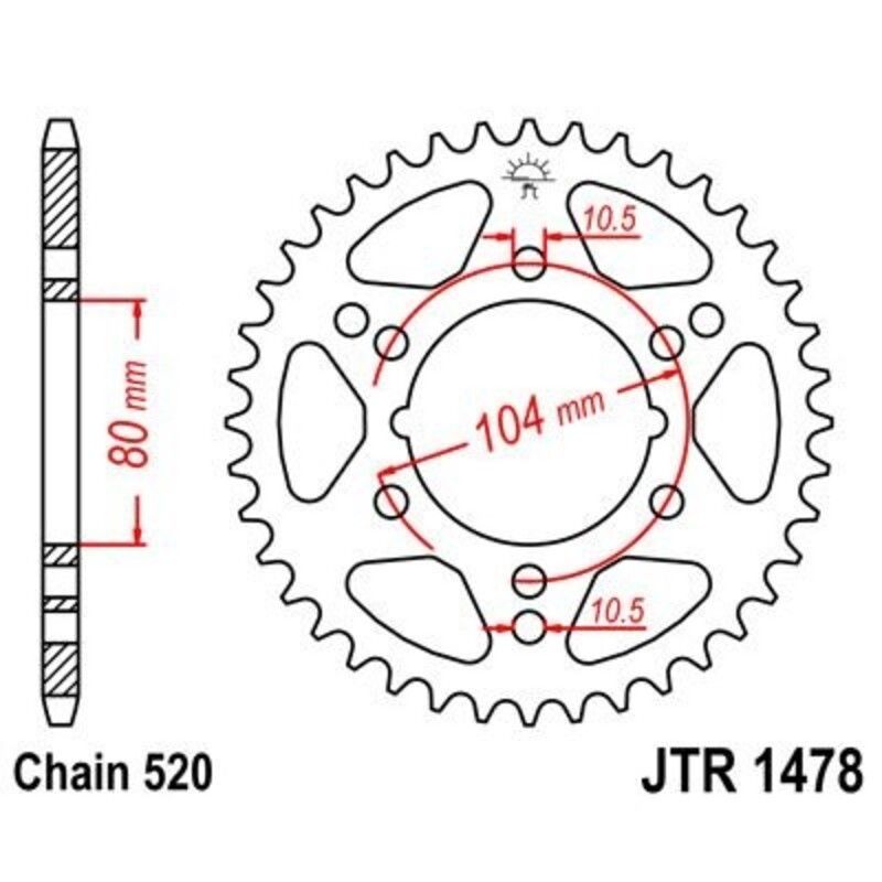 Corona JT 1478 de acero con 30 dientes