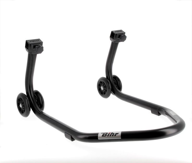 Caballete trasero BIHR Home Track soporte en "V" color negro mate y ruedas negras
