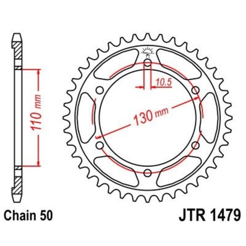 Corona JT 1479 de zinc negro con 48 dientes