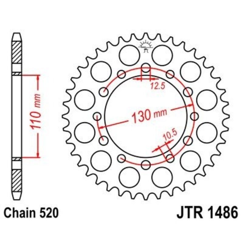 Corona JT SPROCKETS acero estándar 1486 - Paso 520