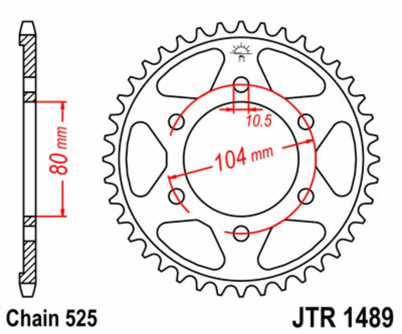 Corona JT SPROCKETS acero estándar 1489 - Paso 525