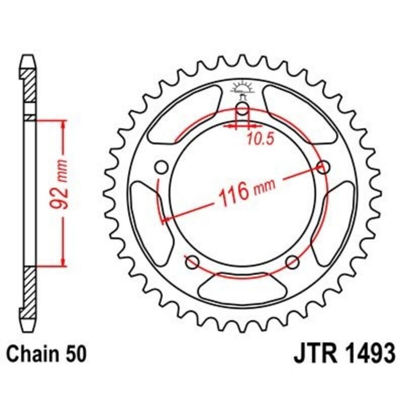 Corona JT 1493 de zinc negro con 42 dientes