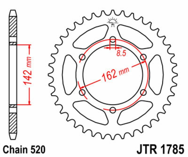 Corona JT SPROCKETS acero estándar 1785 - Paso 520
