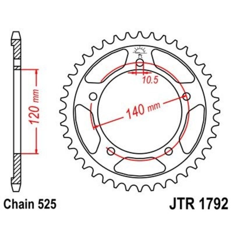 Corona JT 1792 de zinc negro con 48 dientes