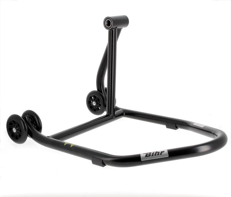 Caballete monobrazo derecho BIHR Home Track color negro mate y ruedas negras