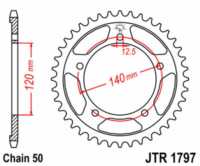 Corona JT SPROCKETS acero estándar 1797 - Paso 530