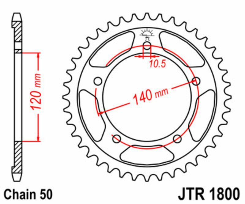 Corona JT SPROCKETS acero estándar 1800 - Paso 530