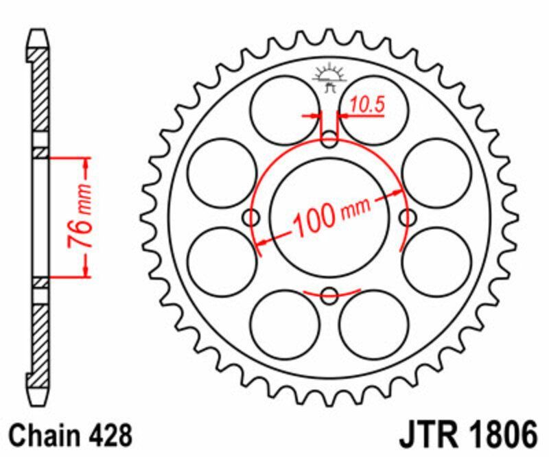 Corona JT SPROCKETS acero estándar 1806 - Paso 428