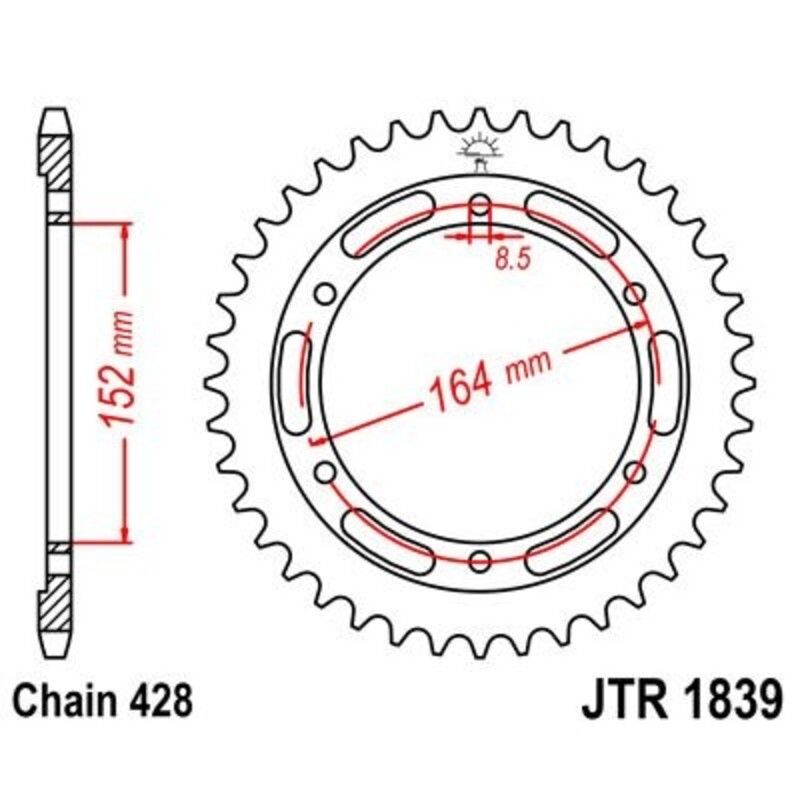 Corona JT 1839 de acero con 55 dientes