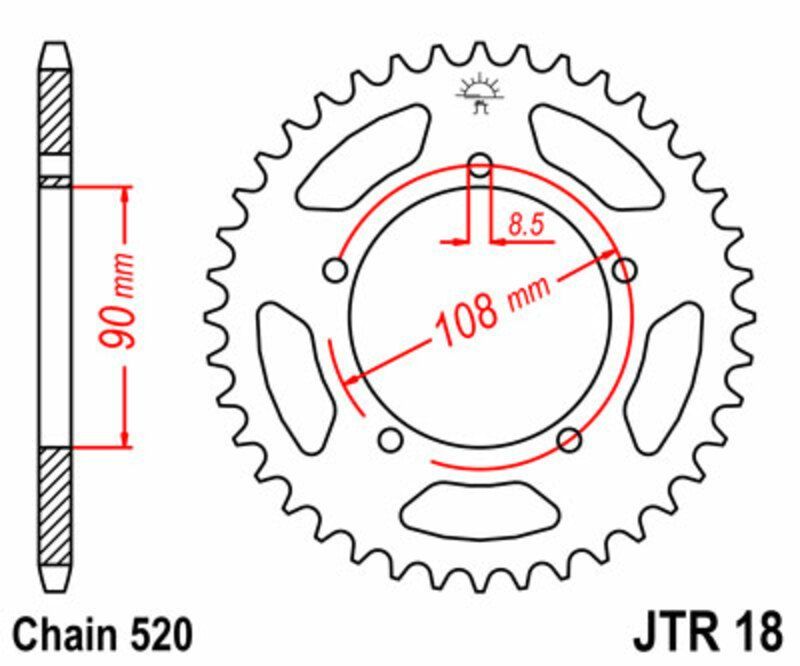 Corona JT SPROCKETS acero estándar 18 - Paso 520