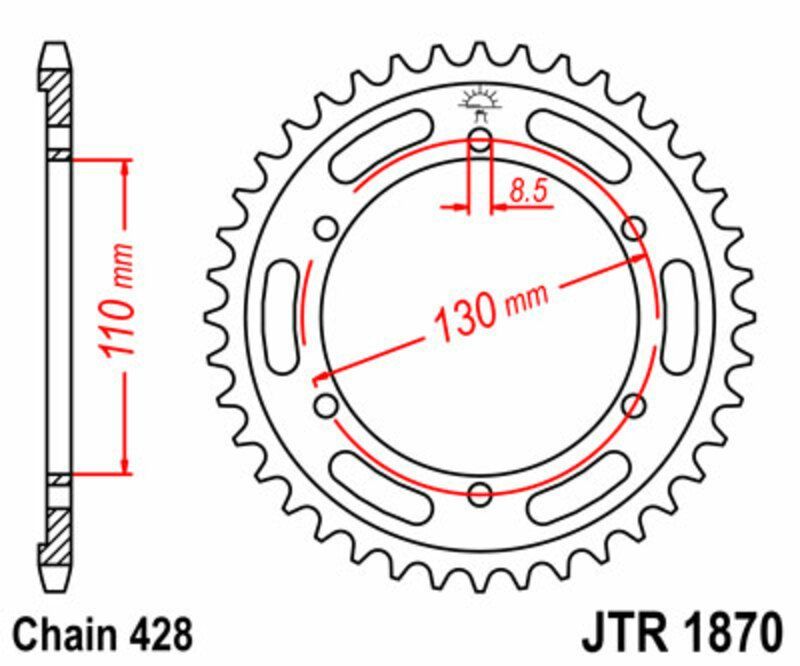 Corona JT SPROCKETS acero estándar 1870 - Paso 428