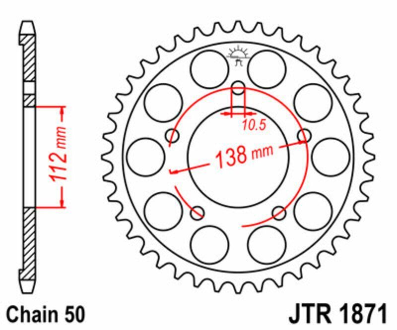 Corona JT SPROCKETS acero estándar 1871 - Paso 530