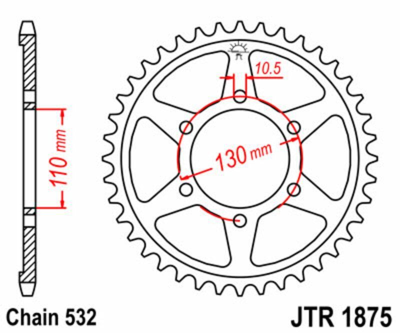 Corona JT 1875 de acero con 48 dientes