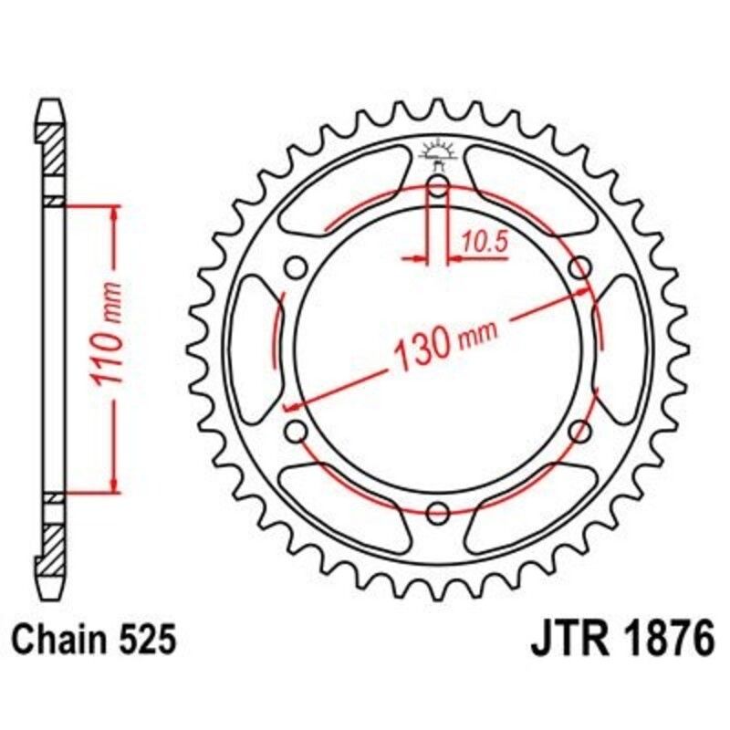 Corona JT 1876 de zinc negro con 43 dientes