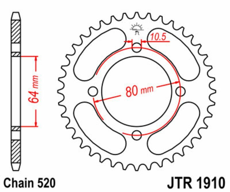Corona JT SPROCKETS acero estándar 1910 - Paso 520