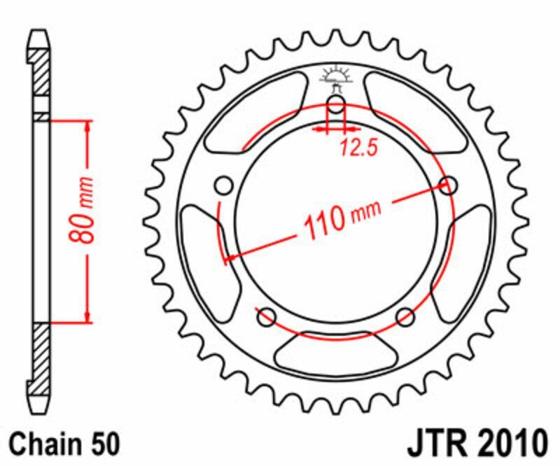 Corona JT SPROCKETS acero estándar 2010 - Paso 530