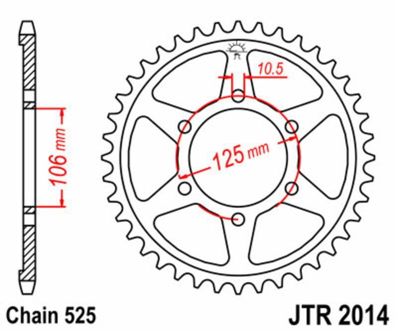 Corona JT SPROCKETS acero estándar 2014 - Paso 525