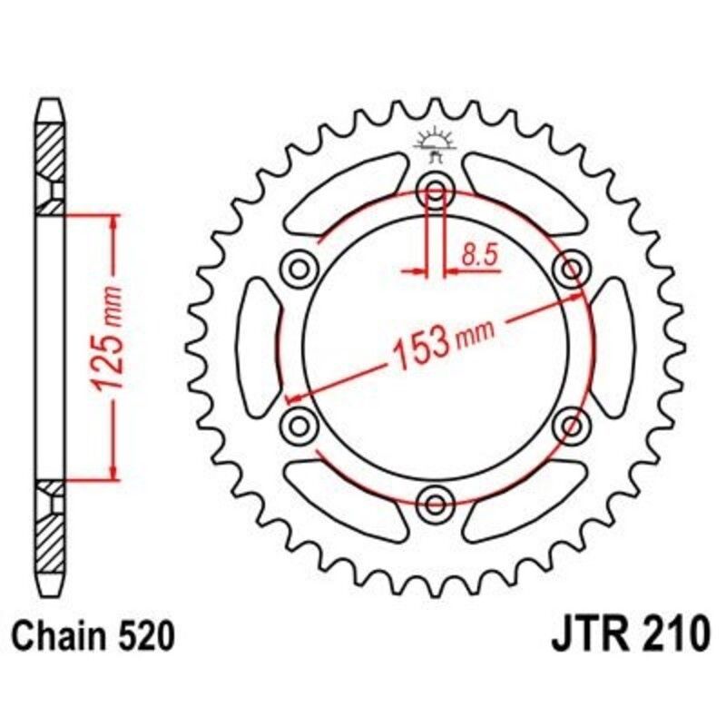 Corona JT 210 de acero con 47 dientes