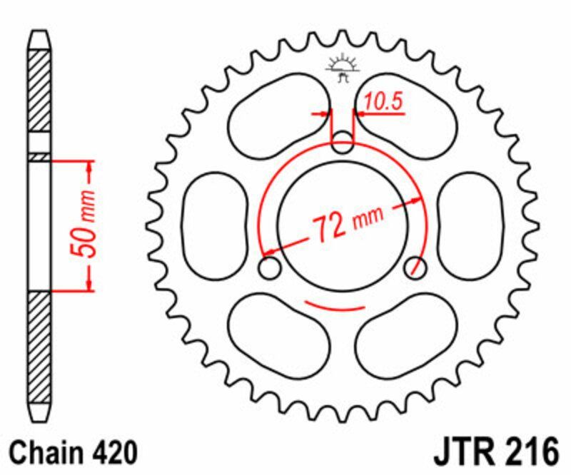 Corona JT SPROCKETS acero estándar 216 - Paso 420