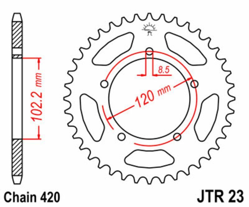 Corona JT SPROCKETS acero estándar 23 - Paso 420