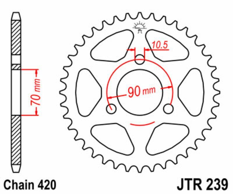 Corona JT SPROCKETS acero estándar 239 - Paso 420
