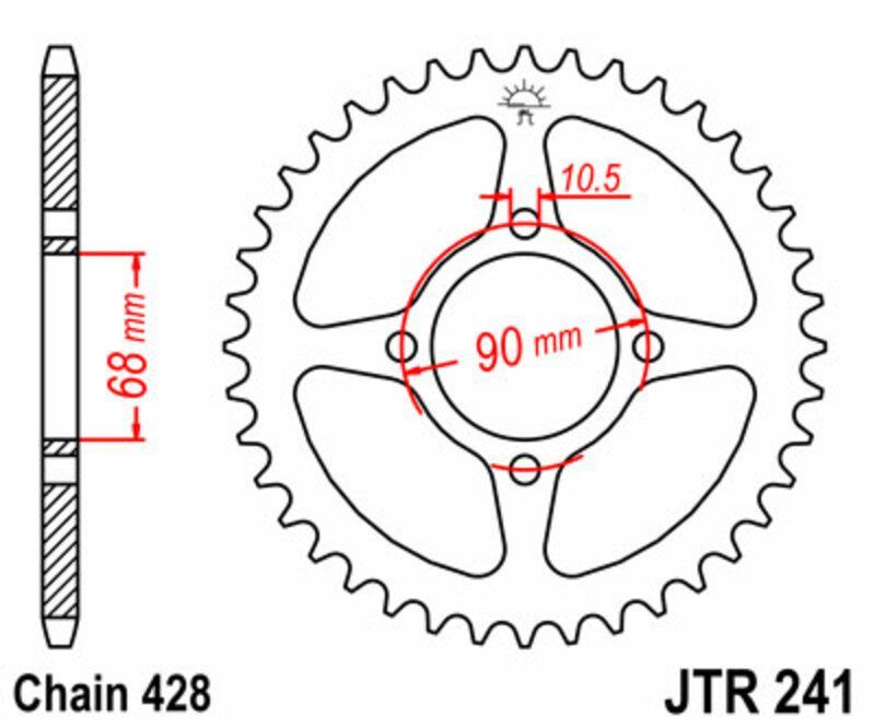 Corona JT SPROCKETS acero estándar 241 - Paso 428