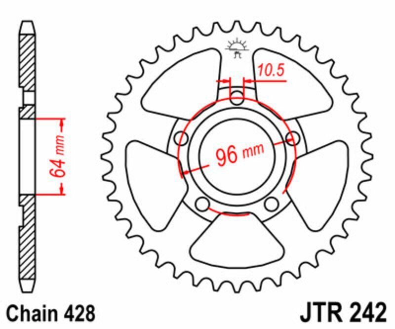 Corona JT SPROCKETS acero estándar 242 - Paso 428