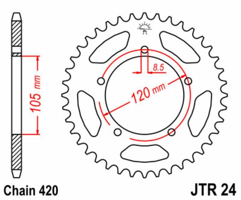 Corona JT SPROCKETS acero estándar 24 - Paso 420
