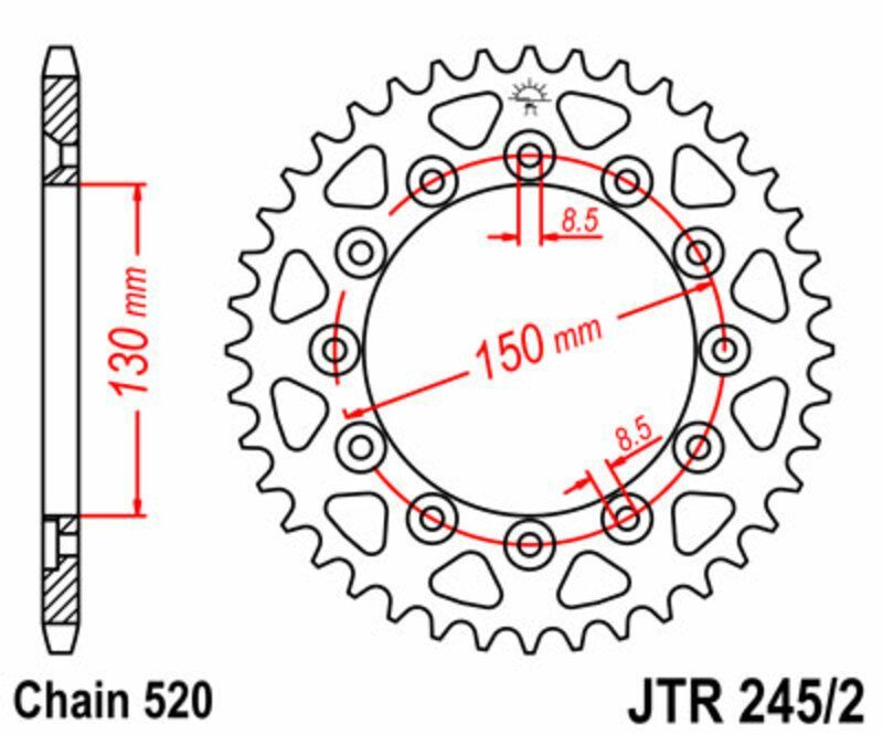 Corona JT 245/2 de acero con 50 dientes