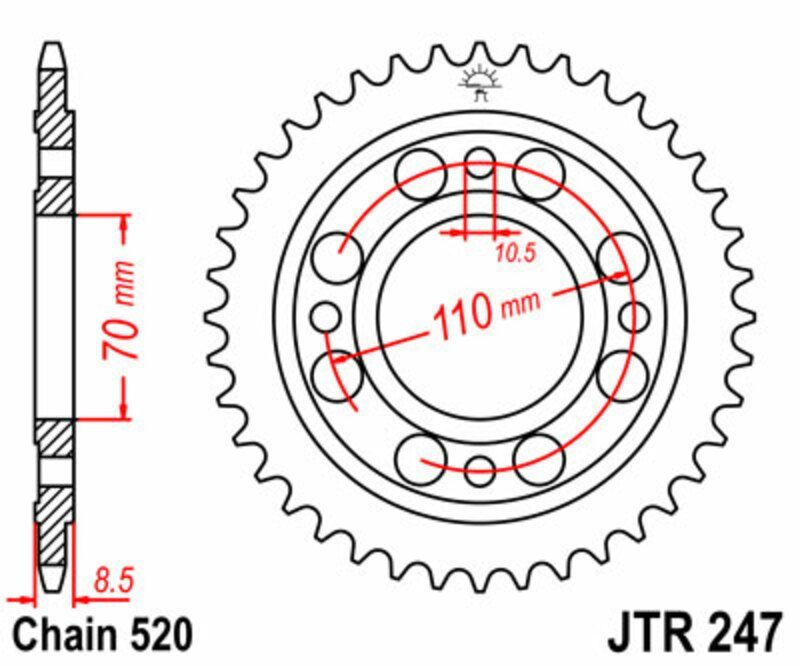 Corona JT 247 de acero con 35 dientes