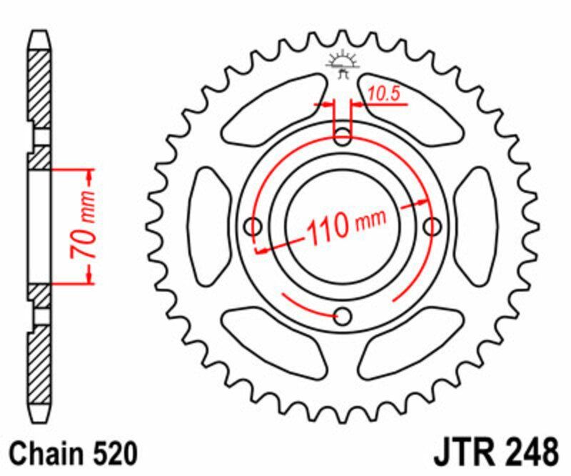 Corona JT SPROCKETS acero estándar 248 - Paso 520