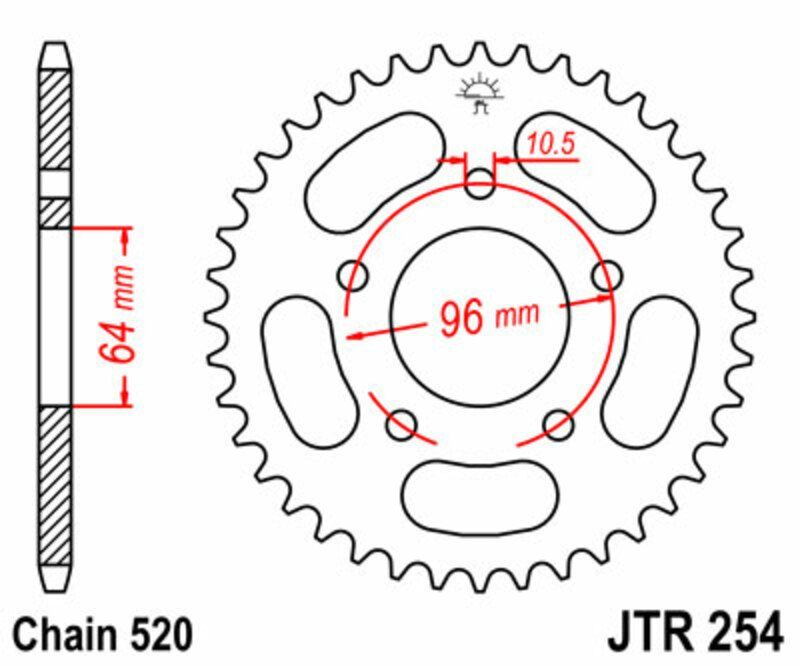 Corona JT SPROCKETS acero estándar 254 - Paso 520