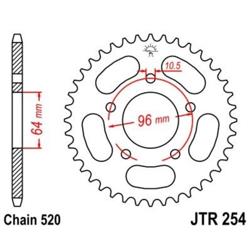 Corona JT 254 de acero con 43 dientes