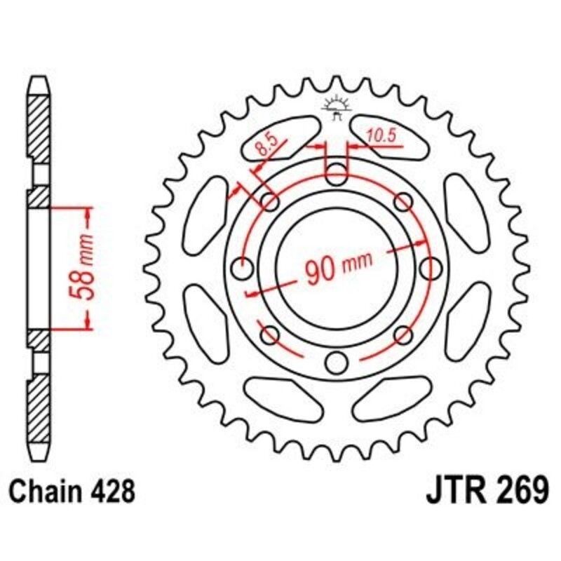Corona JT 269 de acero con 38 dientes