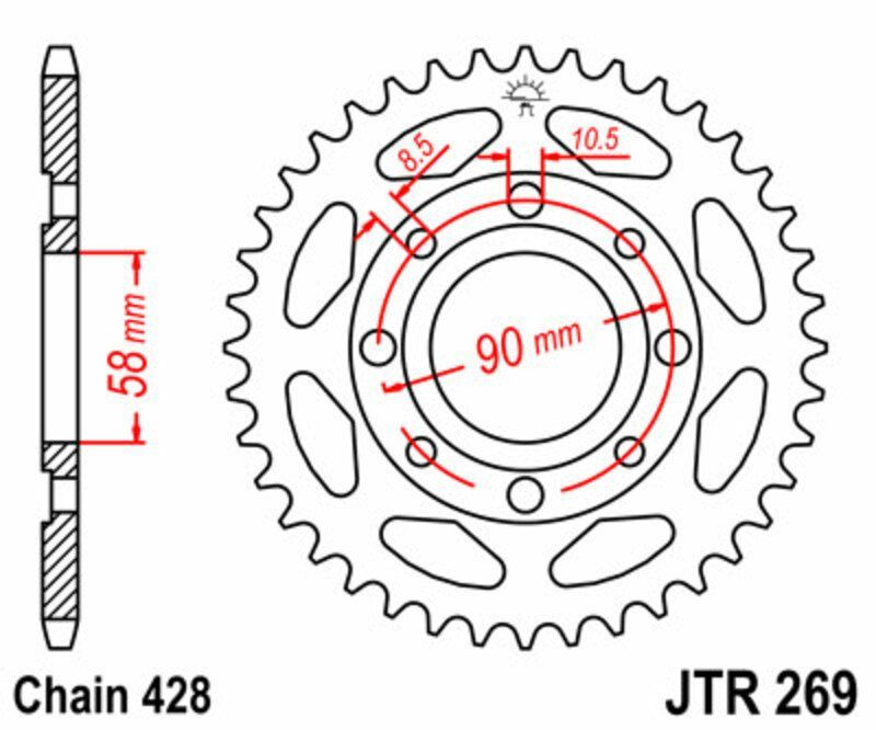 Corona JT SPROCKETS acero estándar 269 - Paso 428