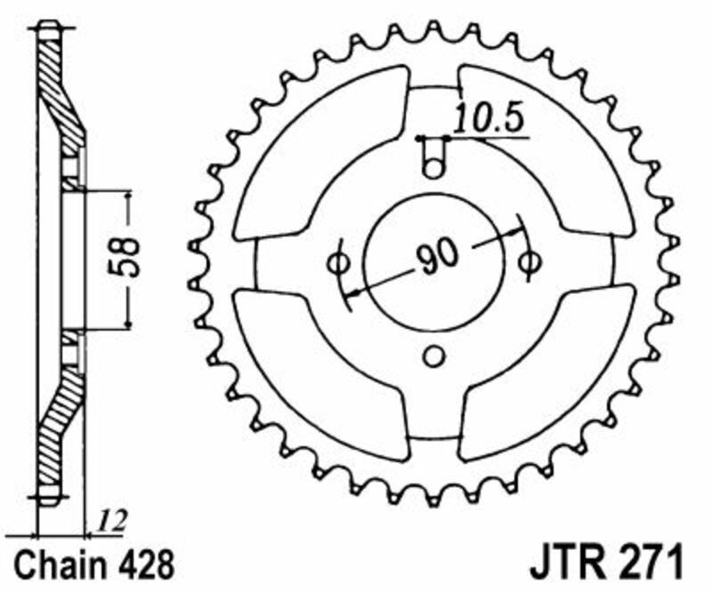 Corona JT SPROCKETS acero estándar 271 - Paso 428