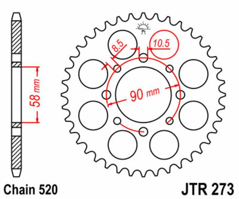 Corona JT SPROCKETS acero estándar 273 - Paso 520