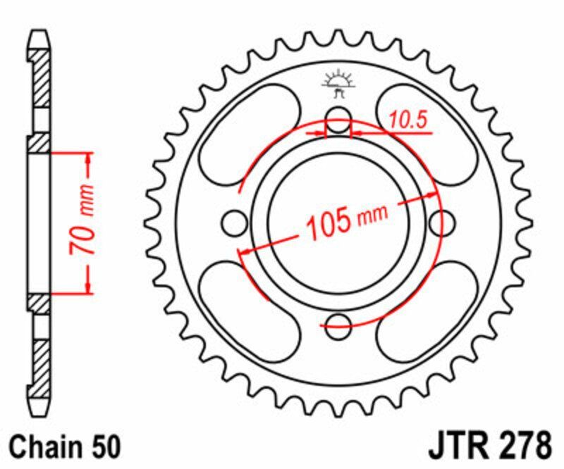 Corona JT SPROCKETS acero estándar 278 - Paso 530