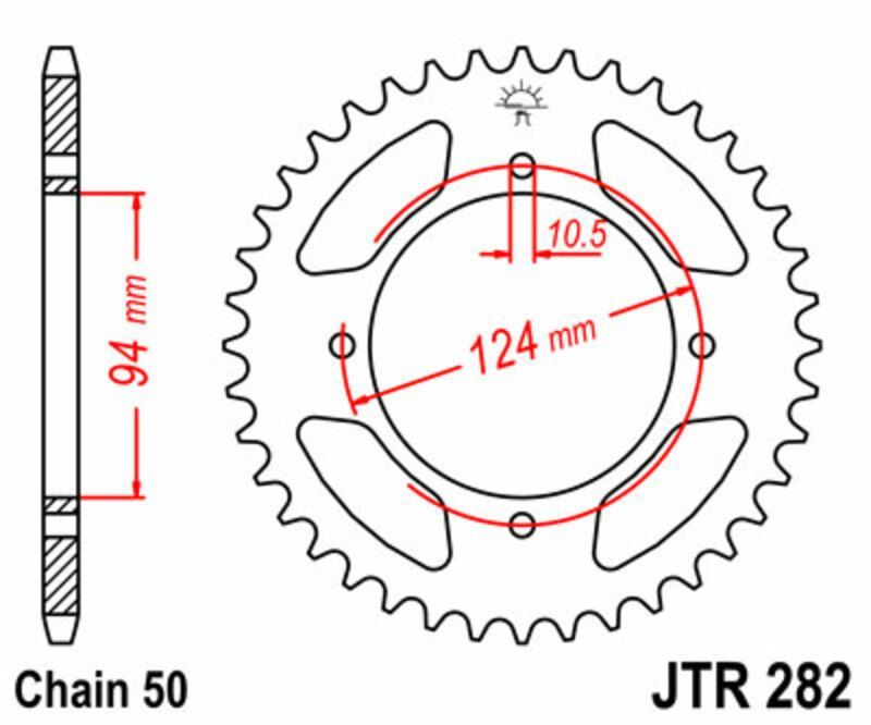 Corona JT SPROCKETS acero estándar 282 - Paso 530