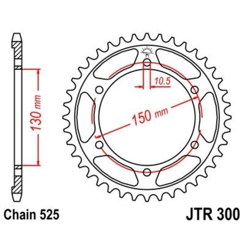 Corona JT 300 de zinc negro con 48 dientes