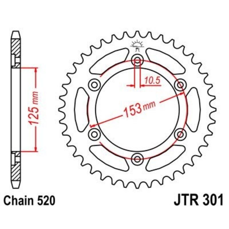 Corona JT SPROCKETS acero estándar 301 - Paso 520