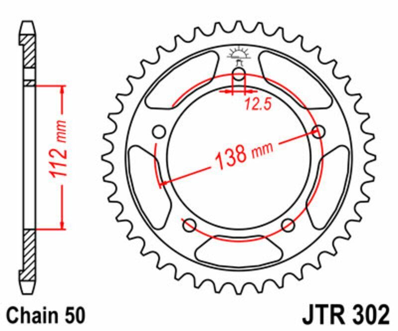 Corona JT SPROCKETS acero estándar 302 - Paso 530