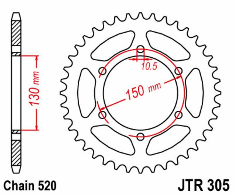 Corona JT SPROCKETS acero estándar 305 - Paso 520