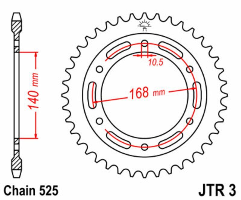 Corona JT SPROCKETS acero estándar 3 - Paso 525