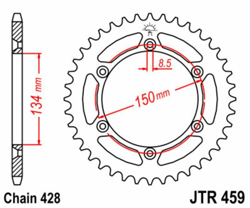 Corona JT SPROCKETS acero estándar 459 - Paso 428